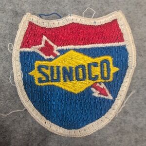 Vintage 1970's SUNOCO Shield Highway Sign Patch‎ Older logo form 2.5" Gas Oil